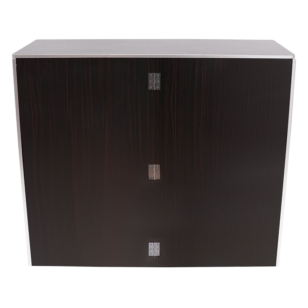 TOOL1SHOoo Portable Foldable Event bar Cabinet 19.5x47.75x42.75in Black Brown with Aluminum Edging