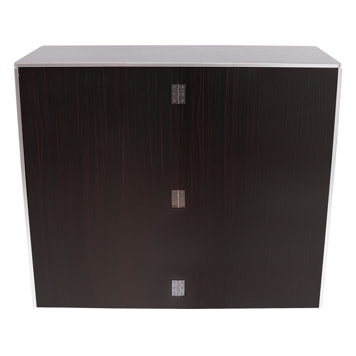 TOOL1SHOoo Portable Foldable Event bar Cabinet 19.5x47.75x42.75in Black Brown with Aluminum Edging