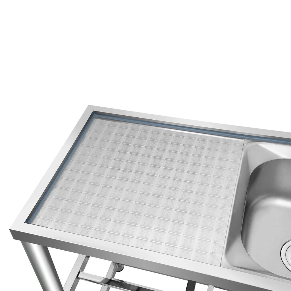 Commercial Kitchen Utility Sink w/ Drainboard 304 Stainless Steel Catering Prep Home Sink Bowl Kitchen 2 Bowls Catering Prep Table w/Faucet Sink Bowl Kitchen 2 Bowls Catering Prep Table +Shelf