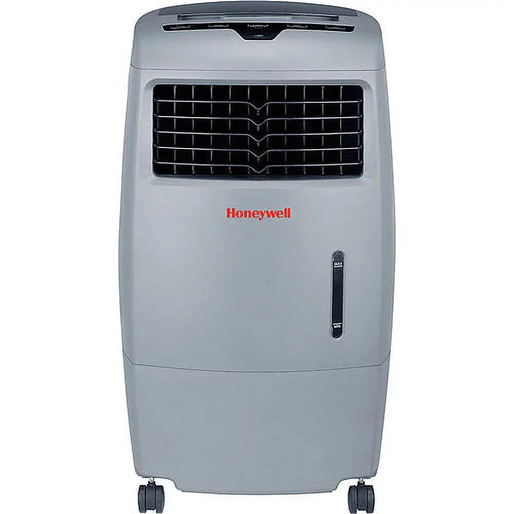 Honeywell 500-694CFM Indoor Outdoor Portable Evaporative Cooler with Fan & Humidifier, Ice Compartment & Remote Control, CO25AE, Gray