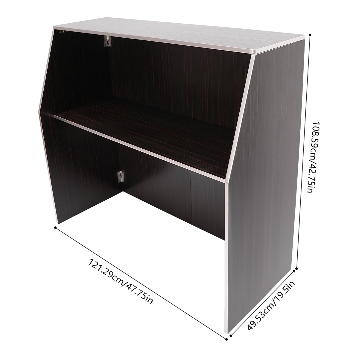 TOOL1SHOoo Portable Foldable Event bar Cabinet 19.5x47.75x42.75in Black Brown with Aluminum Edging