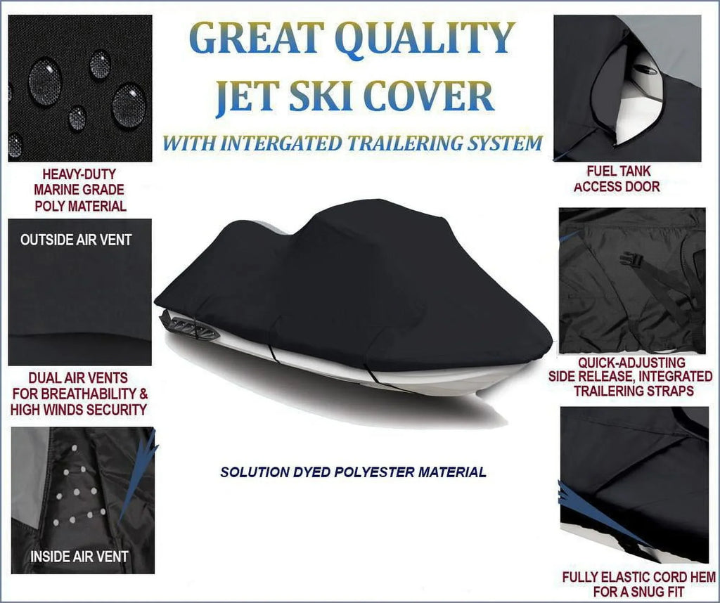 BLACK PWC 600D JET SKI Cover Compatible for Polaris Pro 785 1999 2000 1-2 Seater