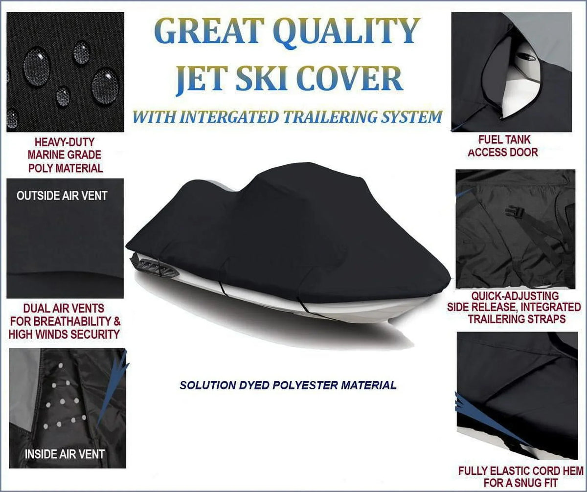 BLACK PWC 600D JET SKI Cover Compatible for Polaris Pro 785 1999 2000 1-2 Seater