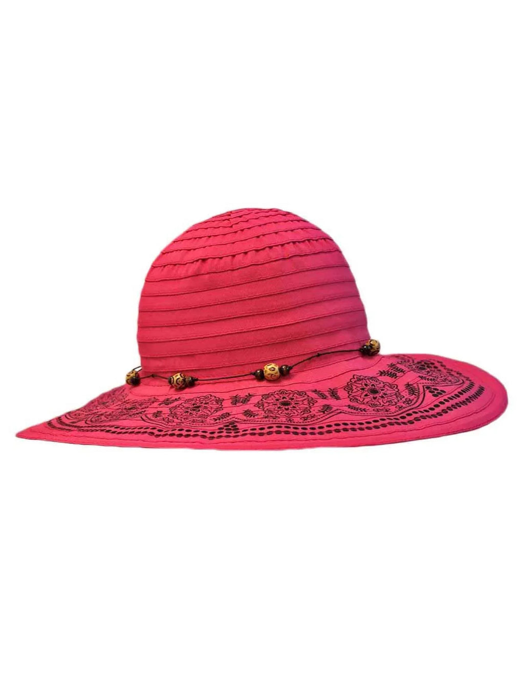 Hot Pink Floppy Hat With Elegant Trim