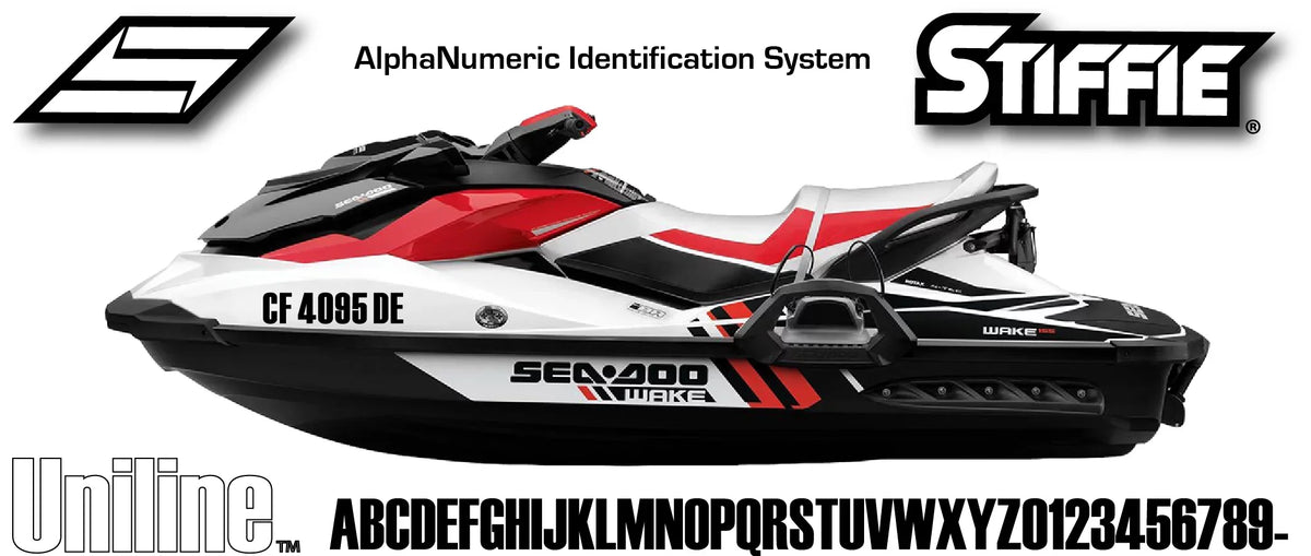 STIFFIE Uniline SeaFoam Green 3" Alpha-Numeric Identification Custom Kit Registration Numbers & Letters Marine Stickers Decals for Boats & Personal Watercraft PWC