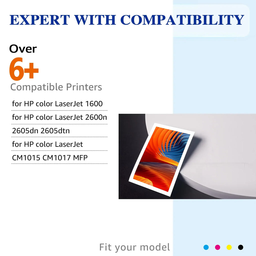 HaloFox Compatible For 4 Pack BCMY Q6000A - Q6003A Toner Lot For HP Color LaserJet 1600 2600N 2605DN 2605DTN Printer