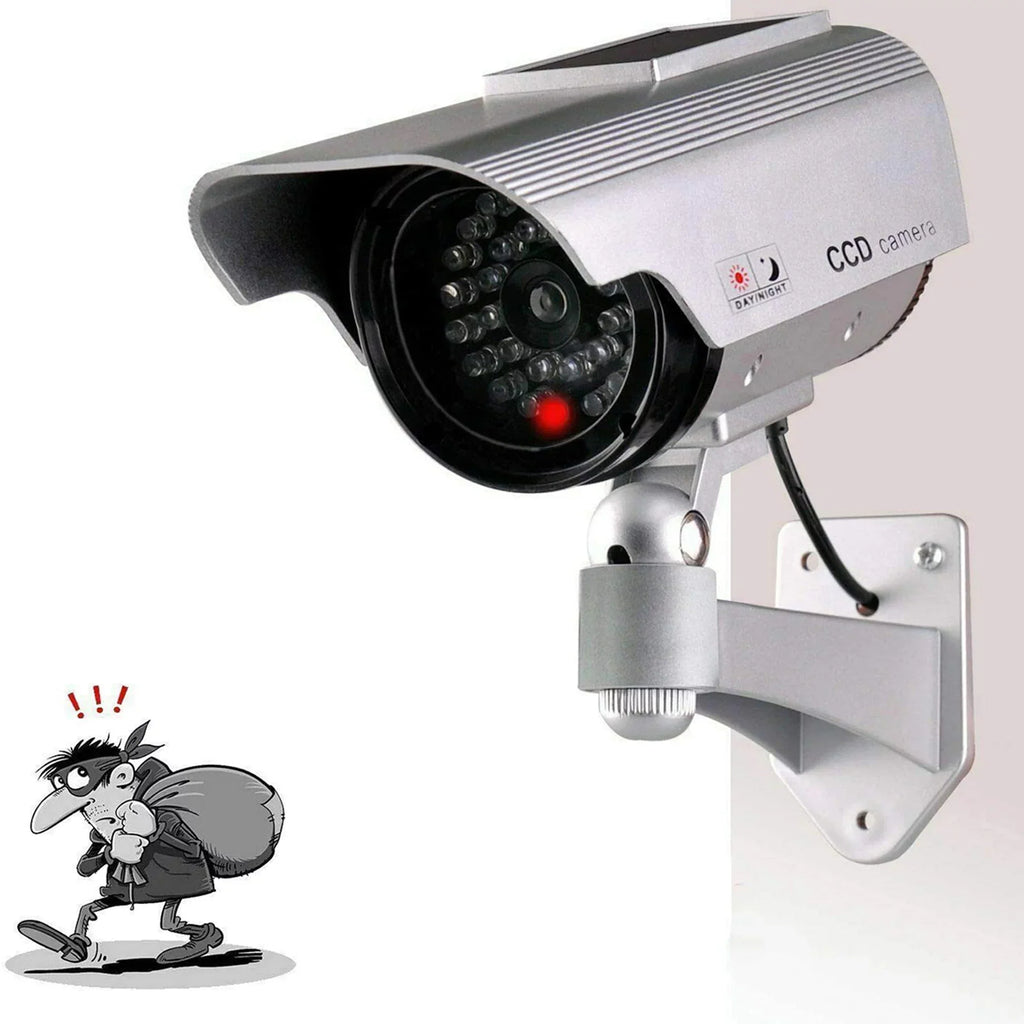 Solar Power Simulation Monitor, Wall Mounted 360 Degree Rotation Fake Camera for Indoor, Outdoor
