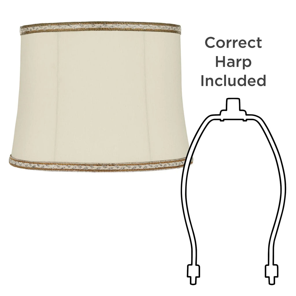 Springcrest Milano Drum Lamp Shades Cream Medium 14" Top x 16" Bottom x 12" High Washer Replacement Harp and Finial Fitting