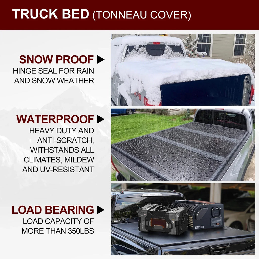 Kikito Professional FRP Hard Tri-Fold Truck Bed Tonneau Cover for 2003-2024 Ram 1500 2500 3500 6.4ft (74.6in) Bed Without | Rambox & Deckrail System |