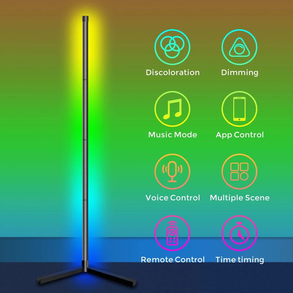 eco4life WiFi Smart Floor Standing LED Lamp, Color Changing, Dimmable, Music Syn