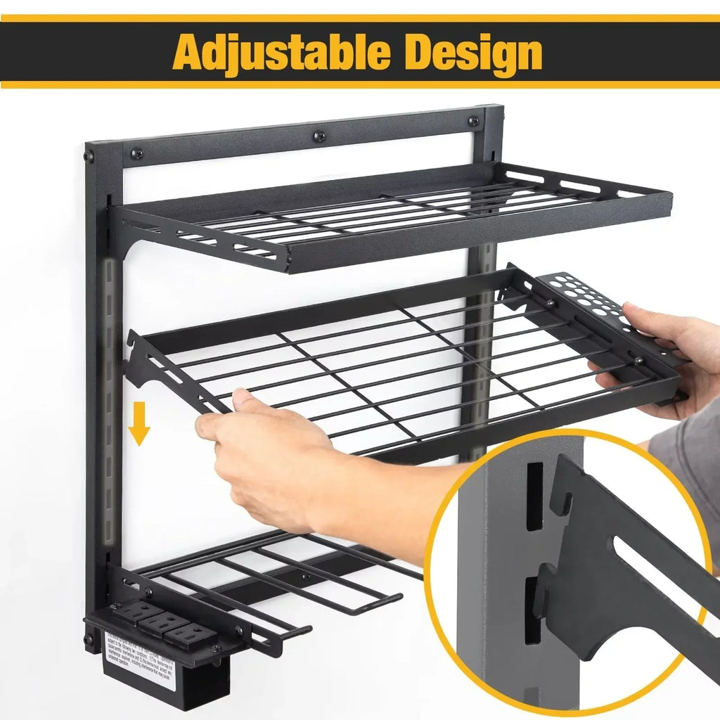 COFIT Power Tool Organizer, Power Drill Tool Holder with Charging Station, Wall Mount Tool Storage Organizer, 3 Layers Adjustable Height Iron Tool Rack for Garage Organization and Workshop
