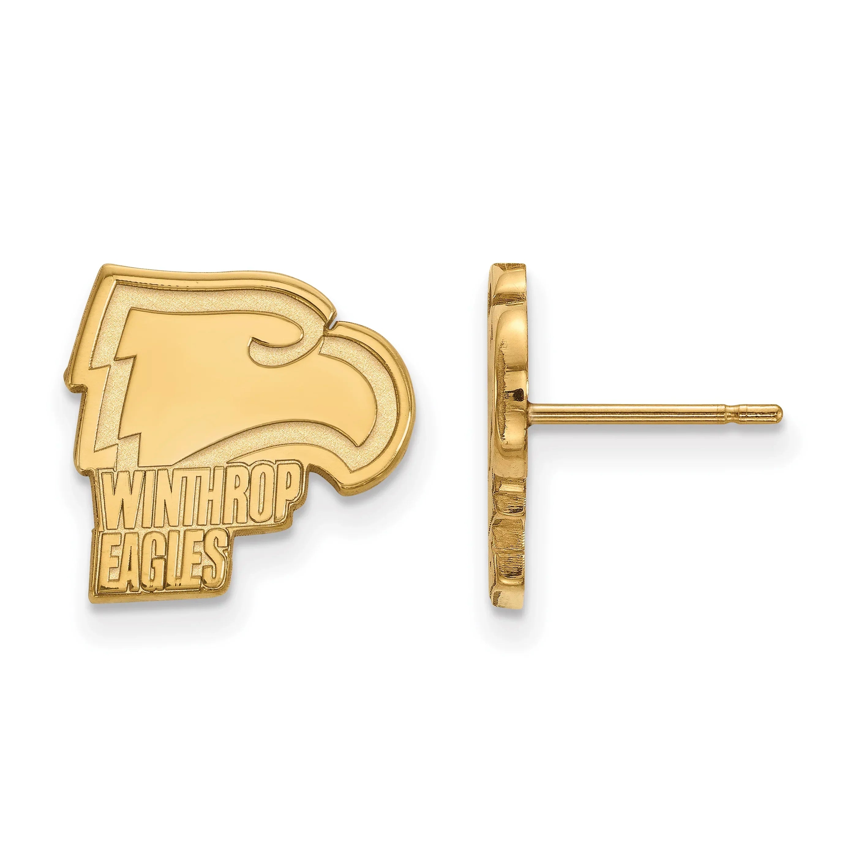 10k Yellow Gold Official Licensed Collegiate Winthrop University (WU) Small Post Earrings