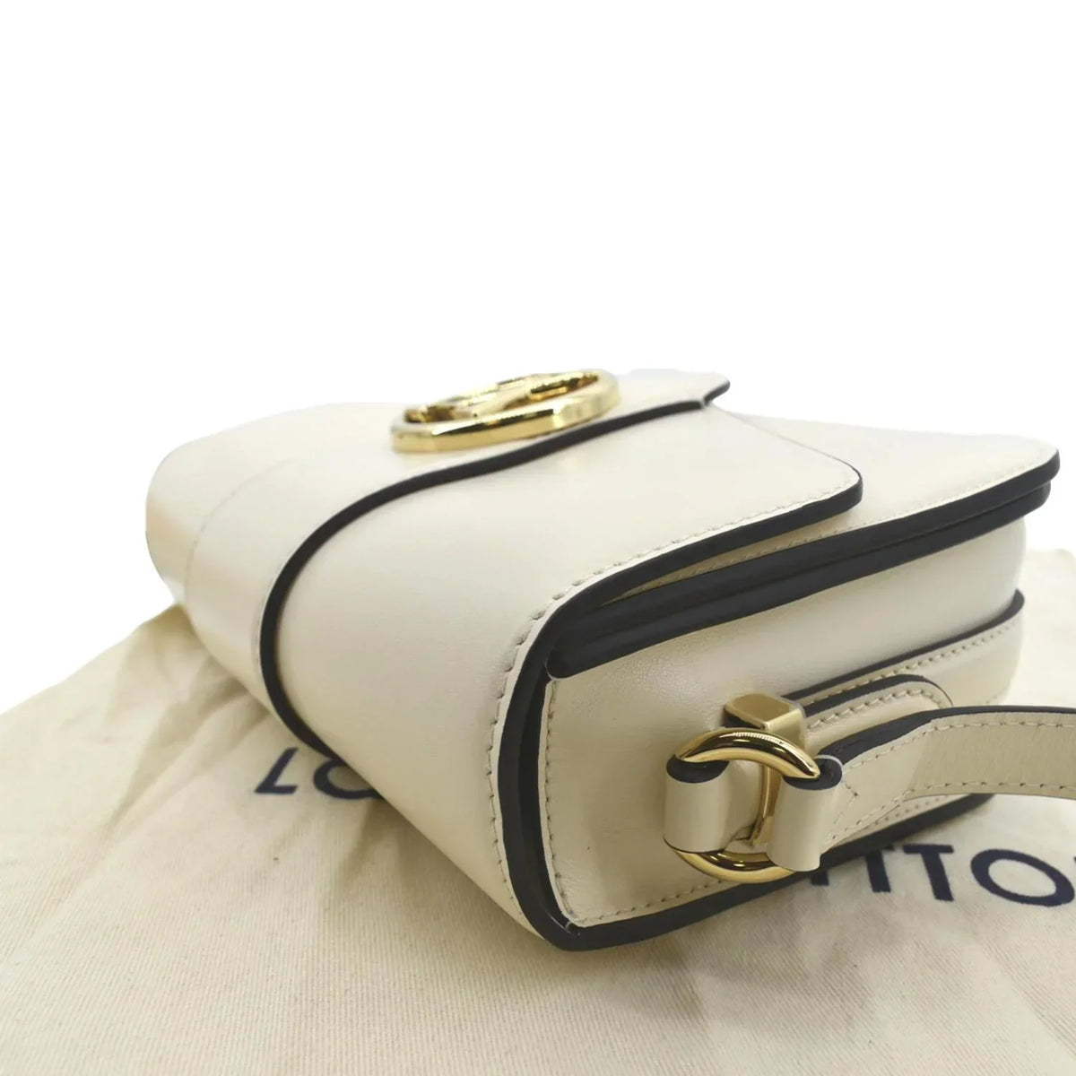 Pre-owned LOUIS VUITTON Pont 9 Calfskin Leather Shoulder Bag Creme